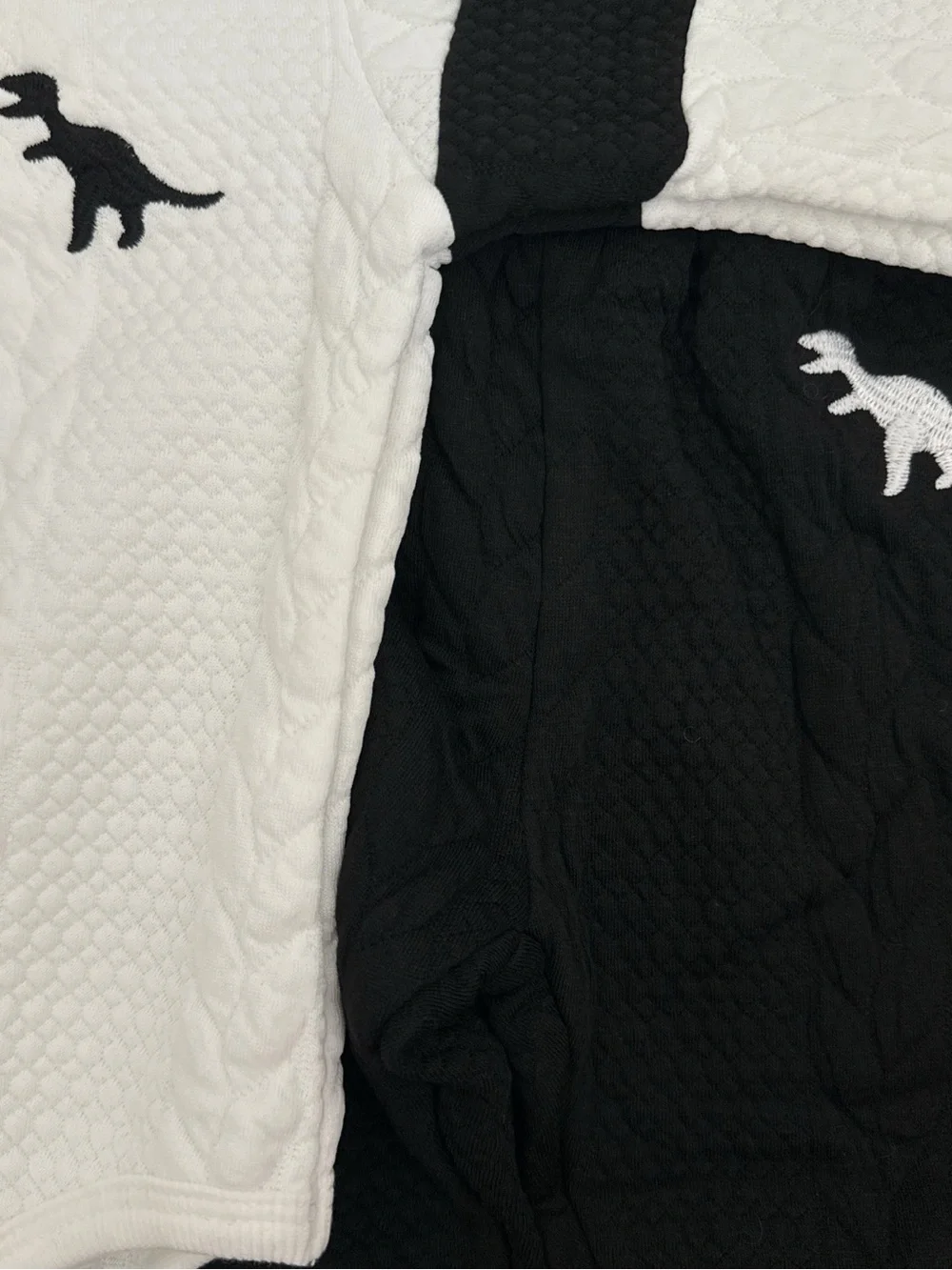 Infant Boy 3-6M Dinosaur Cable Knit Onesie Jogger Pants Outfit Set White NIP